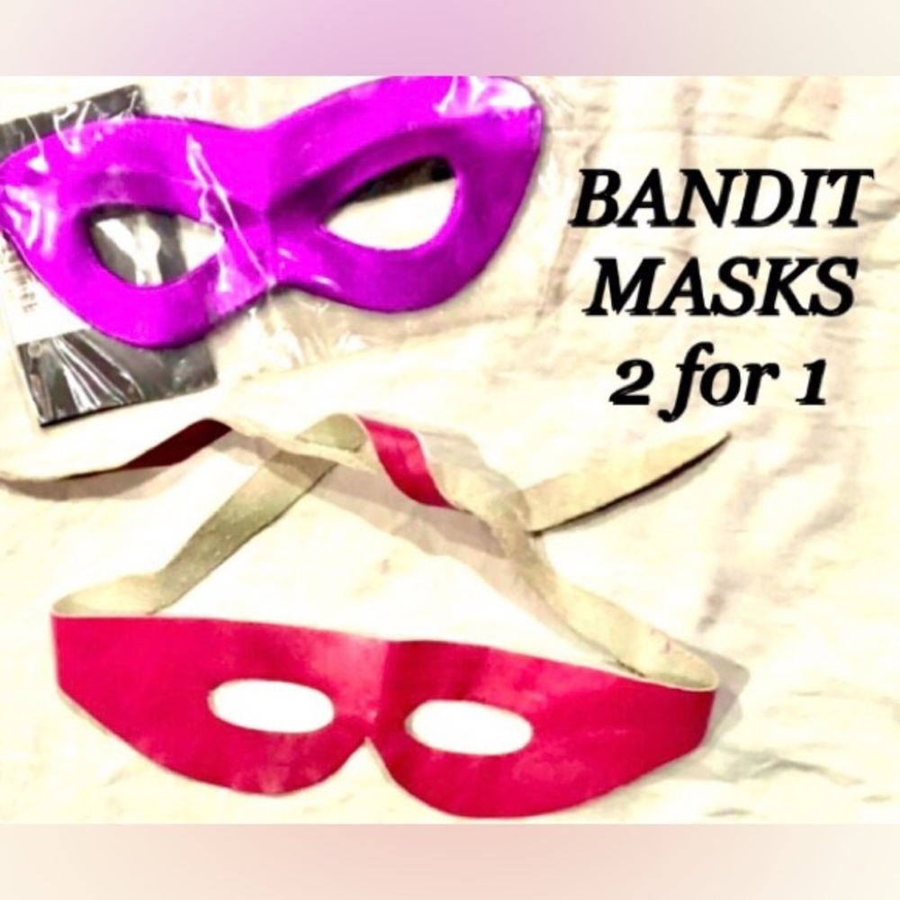 2for1 MASK BUNDLE pink leather & metallic purple costume masks NWOT